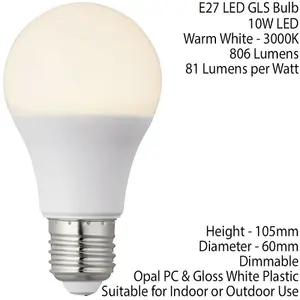 E27 Edison Screw Dimmable LED Light Bulb 10W Warm White Frosted Opal GLS Lamp