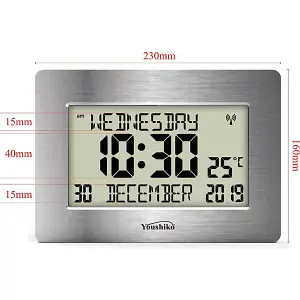 Official UK Radio Controlled Silent Wall Clock - Large LCD, Auto Set Up with Day, Date, Month. Ideal for Dementia & Alzheimer's.