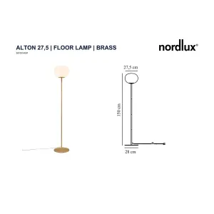 Nordlux Alton 27,5 Indoor Living Dining Bedroom Metal Floor Lamp in Brass (H) 150cm