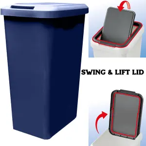 Kitchen Bin Touch and Lift Rectangle Swing Bin as a Kitchen Waste Rubbish Recycle Bin 45L - Navy Blue