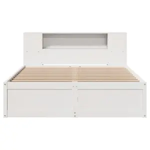 Berkfield Bed Frame without Mattress White 150x200 cm King Size Solid Wood Pine