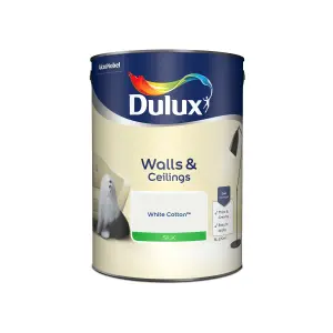 Dulux Walls & ceilings White cotton Silk Emulsion paint, 5L