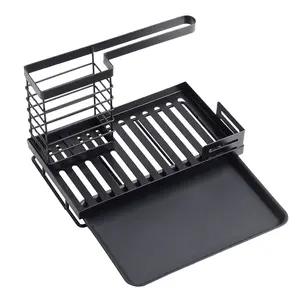 Black Stainless Steel Sink Organizer with Drain Tray