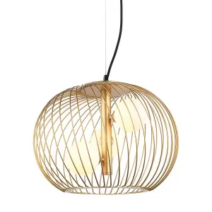 Luminosa Modern Hanging Pendant Golden 3 Light  with Gold, White Shade, G9