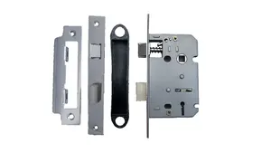 3 Lever Mortice Chrome Sash Lock Key 2.5" 64mm Bolt Through Reversable Bathroom Handle Locks