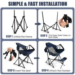 Costway Hammock Camping Chair Folding Camping Swinging Chair w/ Retractable Footrest