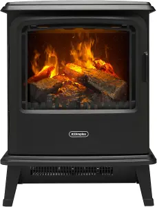 Dimplex Bayport Optimyst Stove Electric Fire, Matt Black Free Standing Electric Fireplace with Realistic LED Flame and Smoke Effec