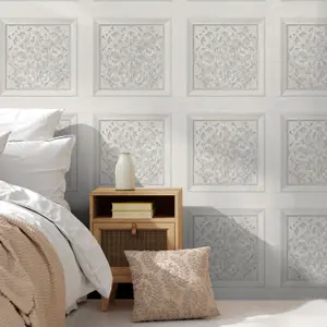 Carved Panel effect Stone Wallpaper