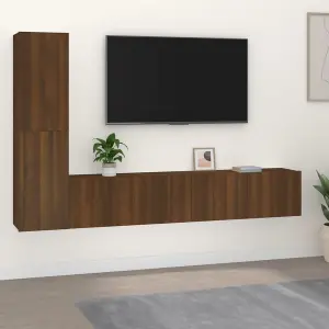 Berkfield 4 Piece TV Cabinet Set Brown Oak Engineered Wood