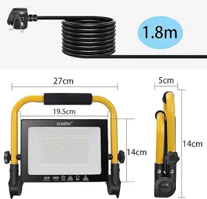 50W LED floodlight portable work light with plug, 6500K, 4050 lumen, IP65