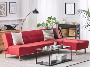 Left-Hand Corner Sofa ALSTEN Red Fabric Left Hand