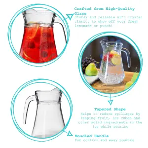 Argon Tableware - Brocca Glass Water Jugs - 1.5 Litre - Pack of 6 - Clear