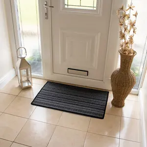  Non-Slip Indoor Door Mat Black / Rectangle W50 x L80 cm