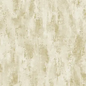 Grandeco Venetian Textured Distressed Concrete Stone Wallpaper, Gold