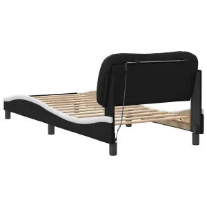 Berkfield Bed Frame with LED without Mattress Black and White 90x190 cm Single