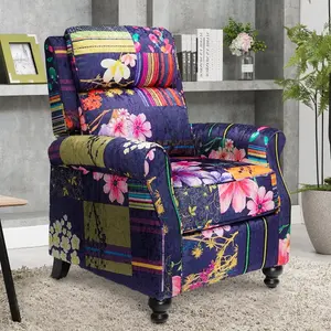 Fabric Purple Patchwork Mary Manual Recliner Chair