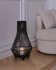 Beliani Rustic Lantern LEYTE Wood Black