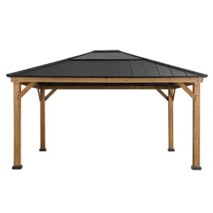 Sunjoy FSC Cedar Wood Gazebo ERNIR - 393cm x 452cm, Anthracite