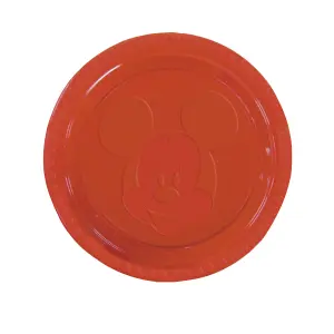 Disney Plastic Embossed Mickey Mouse Dinner Plate (Pack of 8) Red (One Size)