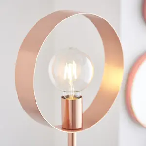 Floor Lamp Light - Brushed Copper Plate - 40W E27 - Complete Standing Lamp