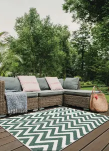 Duo Weave Collection Outdoor Rugs in Zigzag Design