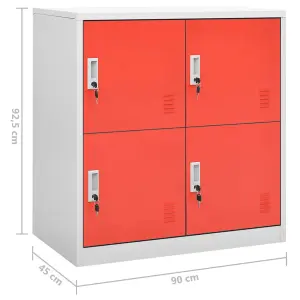 Berkfield Locker Cabinets 5 pcs Light Grey and Red 90x45x92.5 cm Steel