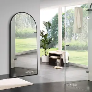 Salma Metal Flat Mirror Matte Black / 170cm H x 61cm W