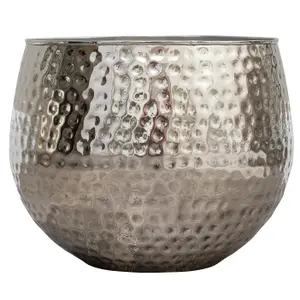 Melody Maison Large Silver Hammered Metal Planter