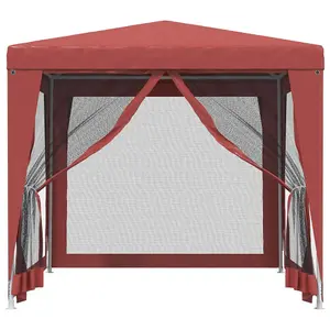 Berkfield Party Tent with 4 Mesh Sidewalls Red 2.5x2.5 m HDPE