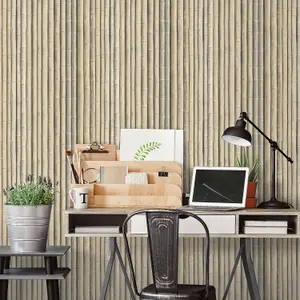 Galerie Organic Textures Brown Bamboo Textured Wallpaper