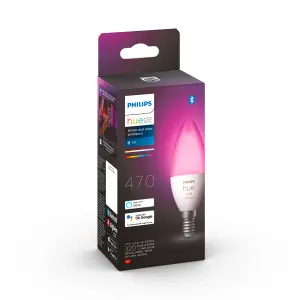 Philips Hue SES 75W LED RGB & neutral white Candle Non-dimmable Light bulb