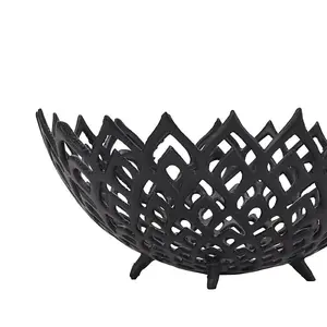 Cast Lattice Bowl - Aluminium - L32 x W32 x H13 cm - Black