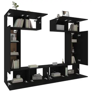 Berkfield 6 Piece TV Cabinet Set Black Engineered Wood