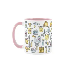 Dog Groomer Mug - Humorous Pets Groomer/Hairdresser Trades Funny Novelty Gift - Tea/Coffee Hot Drinks Pink Ceramic Cup Present