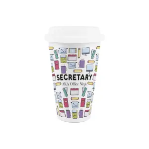 Secretary Ceramic Travel Mug - Novelty Adminstration PA Job Gifts - Double-Walled Insulated Hot/Cold Drinks Cup Present