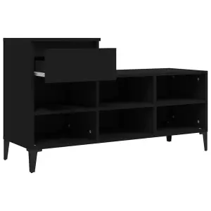 Berkfield Shoe Cabinet Black 102x36x60 cm Engineered Wood