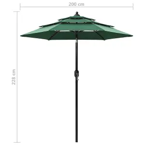 Berkfield 3-Tier Parasol with Aluminium Pole Green 2 m