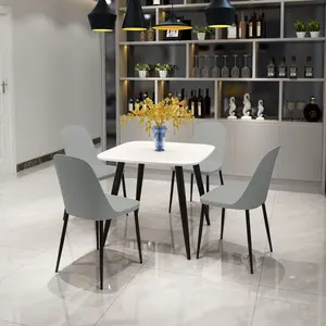 Core Products Aspen White 80cm Square Dining Table with 4 Light Grey Plastic Duo Design Chairs