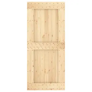 Berkfield Sliding Door with Hardware Set 90x210 cm Solid Wood Pine