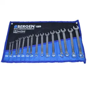 15pc Metric MM Combination Spanner Spanners Wrench Set 6mm to 22mm Bergen