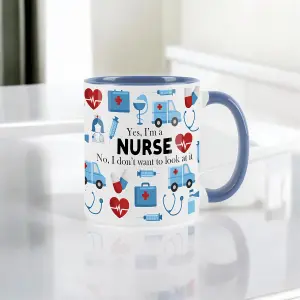 Purely Home Nurse Mug Fun Trades Gift - White and Blue Coffee/Tea Present Mug Gift