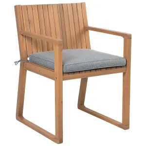 Set of 8 Garden Chairs with Cushions SASSARI Acacia Wood Grey