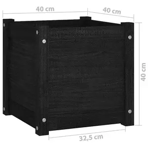 Berkfield Garden Planter Black 40x40x40 cm Solid Pinewood