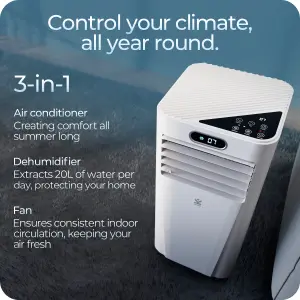 Avalla S-95 20L Dehumidifier, 7000BTU Air Conditioner 3-in-1 Air Conditioning Unit: 2100W Industrial Class, 68m3 for Large Rooms