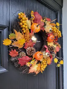 Best Artificial 50cm Wicker Autumn Winter Halloween Wreath