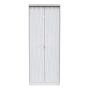 Diamond Ready assembled Modern Matt white Tall Double Wardrobe (H)1970mm (W)740mm (D)530mm