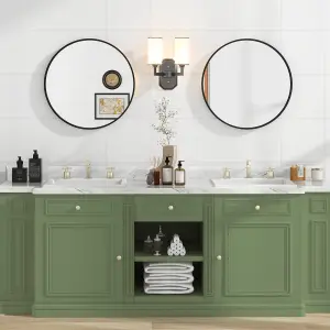 Costway 60 cm Bathroom Round Entryway Mirror Wall Mounted Mirror Home Decoration