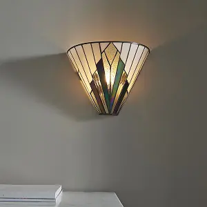 Luminosa Astoria 1 Light Indoor Wall Uplighter Tiffany Style Glass, E14