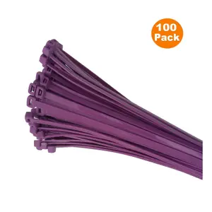 100 x Purple Nylon Cable Ties 300 x 4.8mm / Extra Strong Zip Tie Wraps