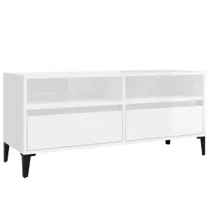 Berkfield TV Cabinet High Gloss White 100x34.5x44.5 cm Engineered Wood